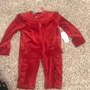 Red jump suit